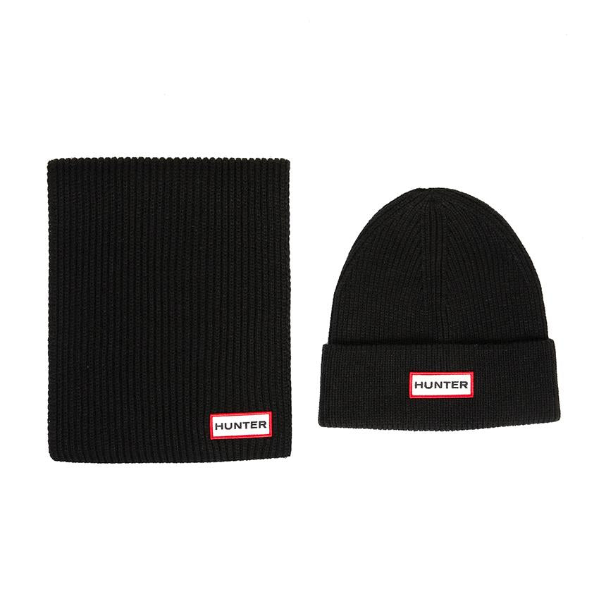 HUNTER Unisex Scarf and Beanie Set HXRU0047251 BLK