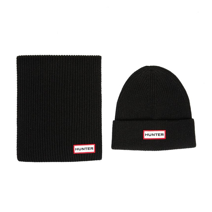 HUNTER Unisex Scarf and Beanie Set HXRU0047251 BLK