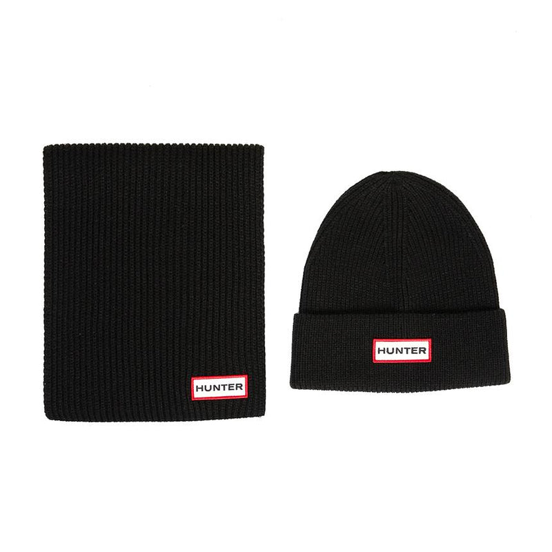 HUNTER Unisex Scarf and Beanie Set HXRU0047251 BLK
