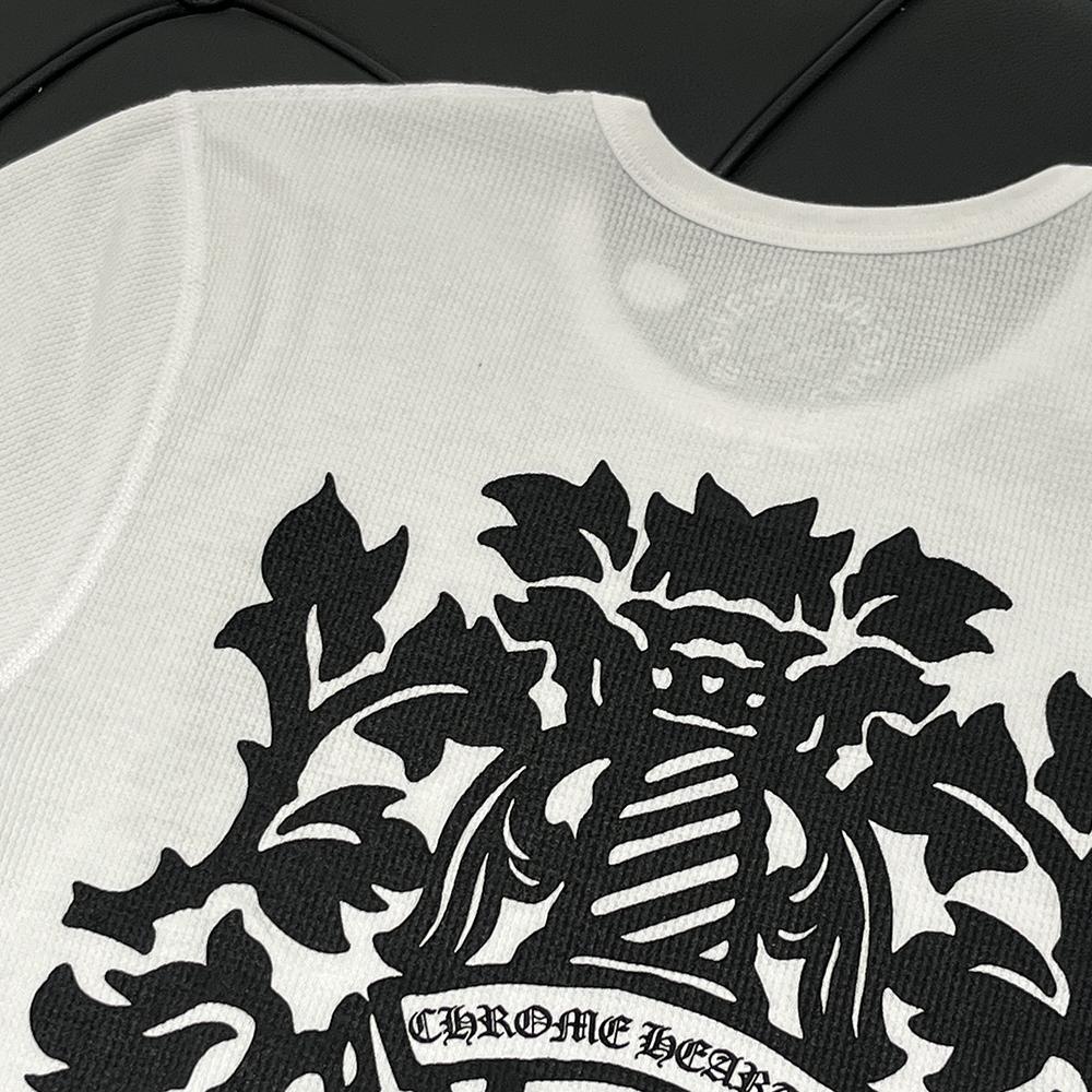 Chrome Hearts White Waffle Long Sleeve T-Shirt Dagger Vine Floral