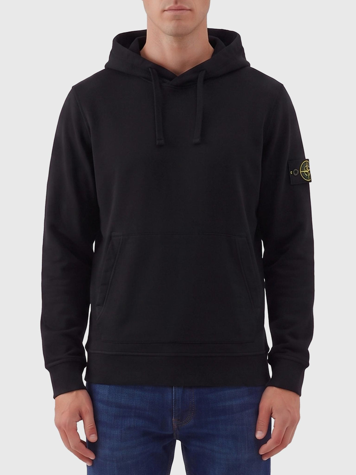 STONE ISLAND Black Cotton Logo Sweatshirt