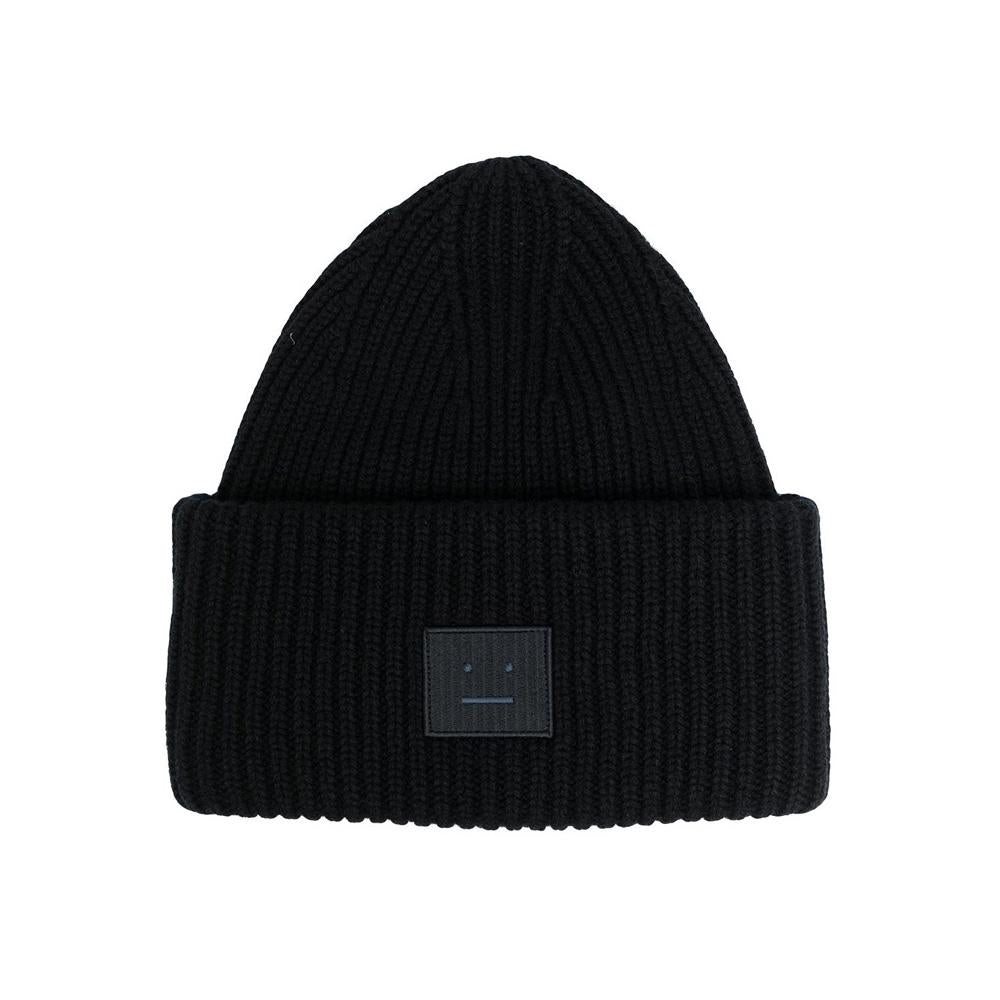 Acne Studios Face Patch Wool Beanie Black C40135 900