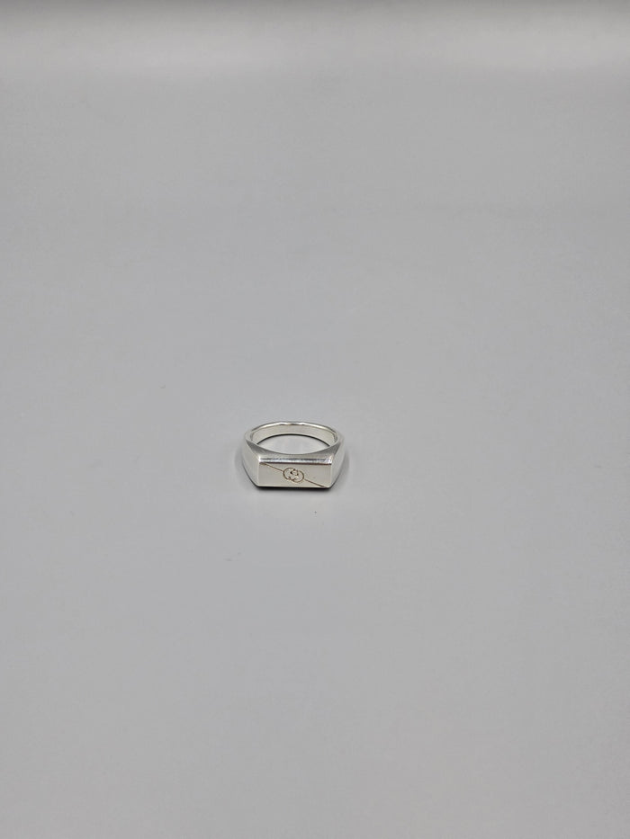 GUCCI Silver Diagonal Interlocking G Ring