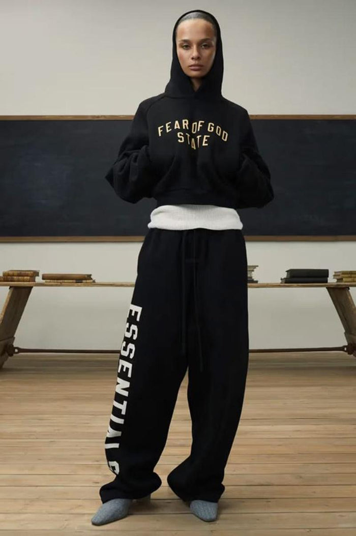 Fear of God Essentials Fleece Big Logo Relaxed Sweatpants Black