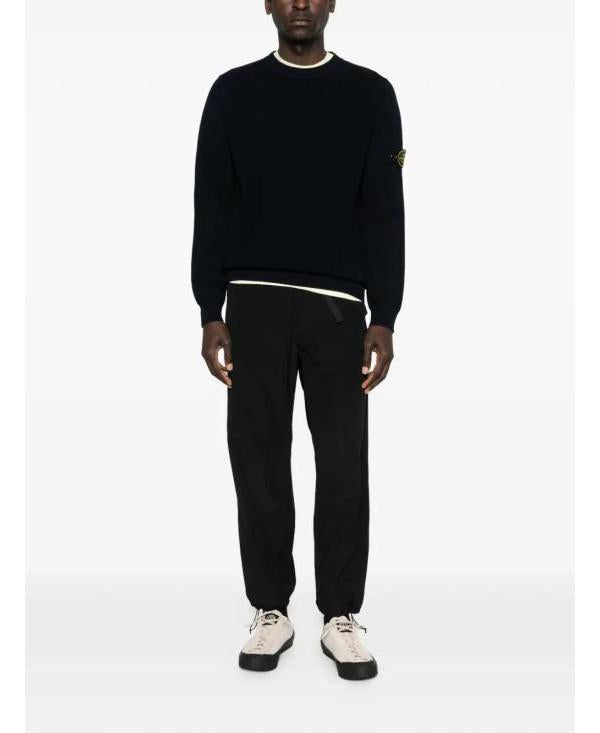 STONE ISLAND Cotton Crewneck Sweater Men’s Black Knit Pullover