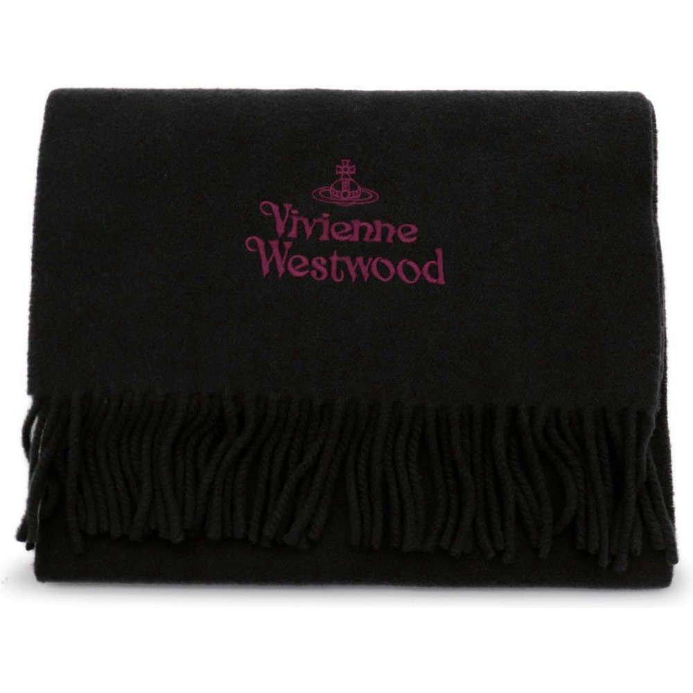 Vivienne Westwood ORB Logo Embroidered Black Scarf