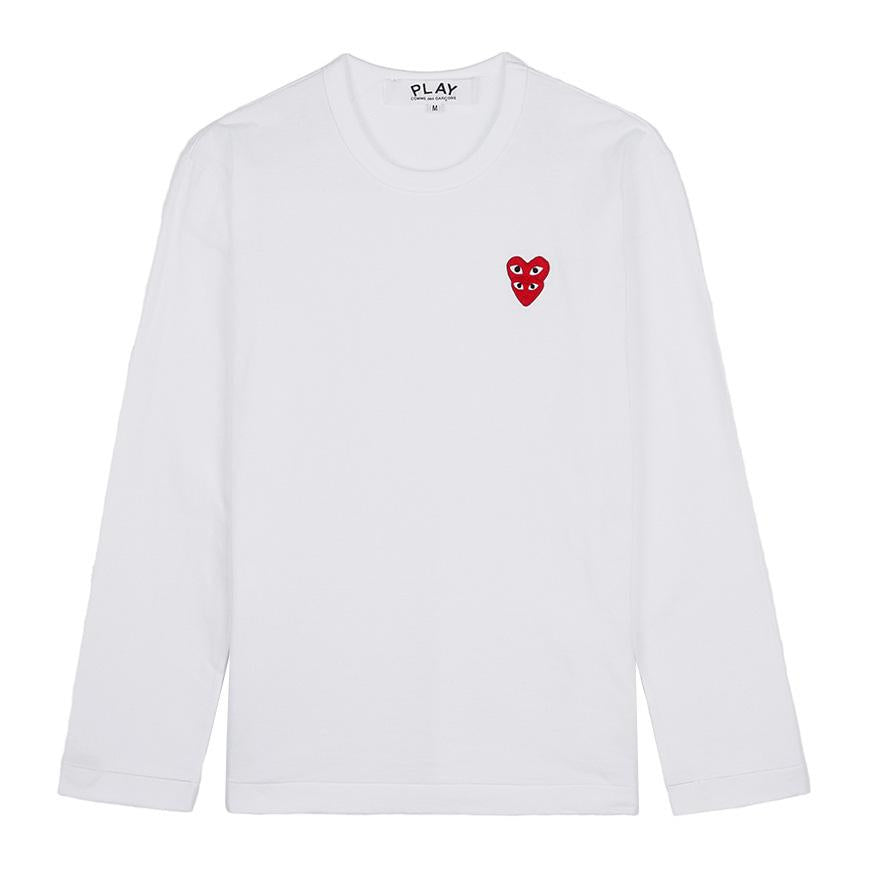 Comme des Garcons Unisex Double Heart Patch T-Shirt AZ T292 051 WHITE