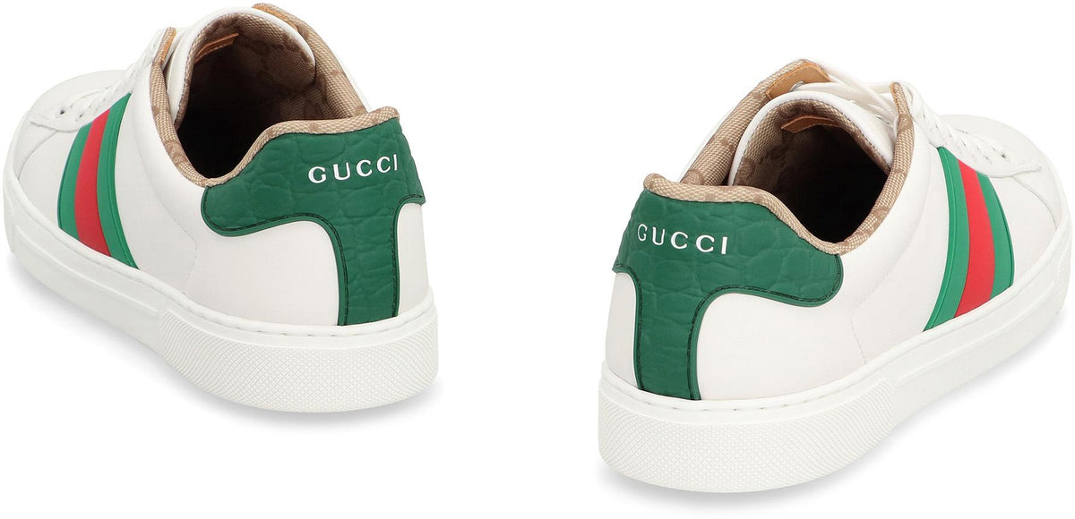GUCCI White Leather Low-Top Sneakers