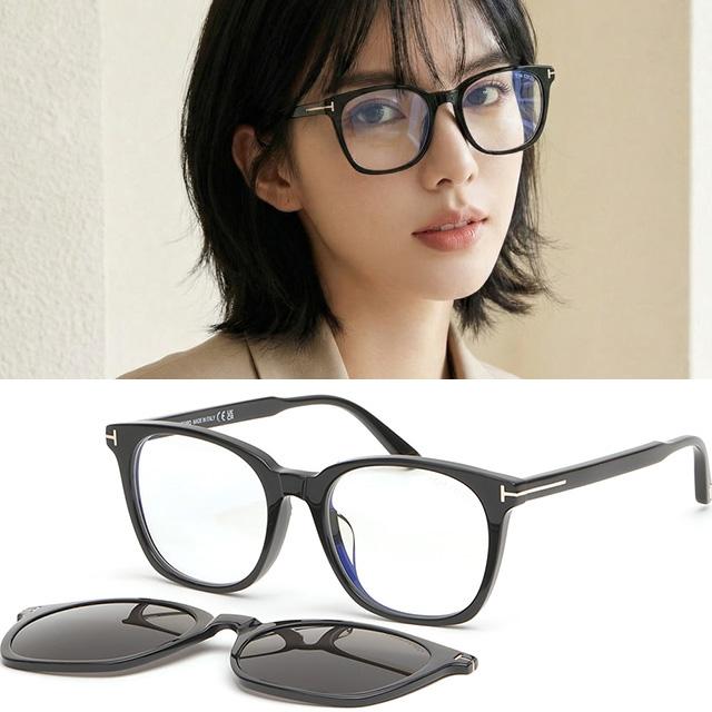 TOM FORD Clip-On Blue Light Blocking Square Eyeglasses Frame Unisex TF6052DB 001