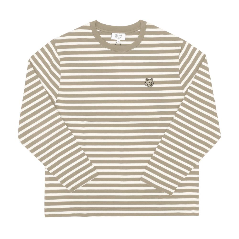 Maison Kitsune Bold Fox Head Patch Stripe Long Sleeve T-Shir PM00122 KJ0044 0393