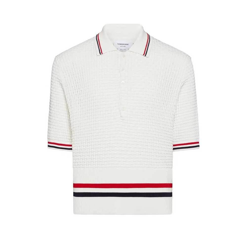 THOM BROWNE Short Sleeve Knit Polo Pullover Men’s MKP155A Y3009 100