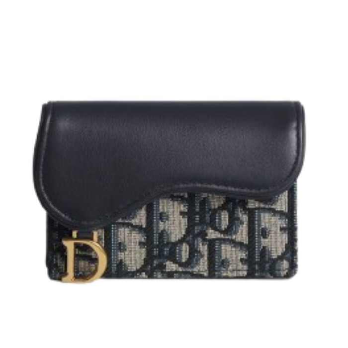DIOR Oblique Saddle Bloom Women’s Card Holder Wallet