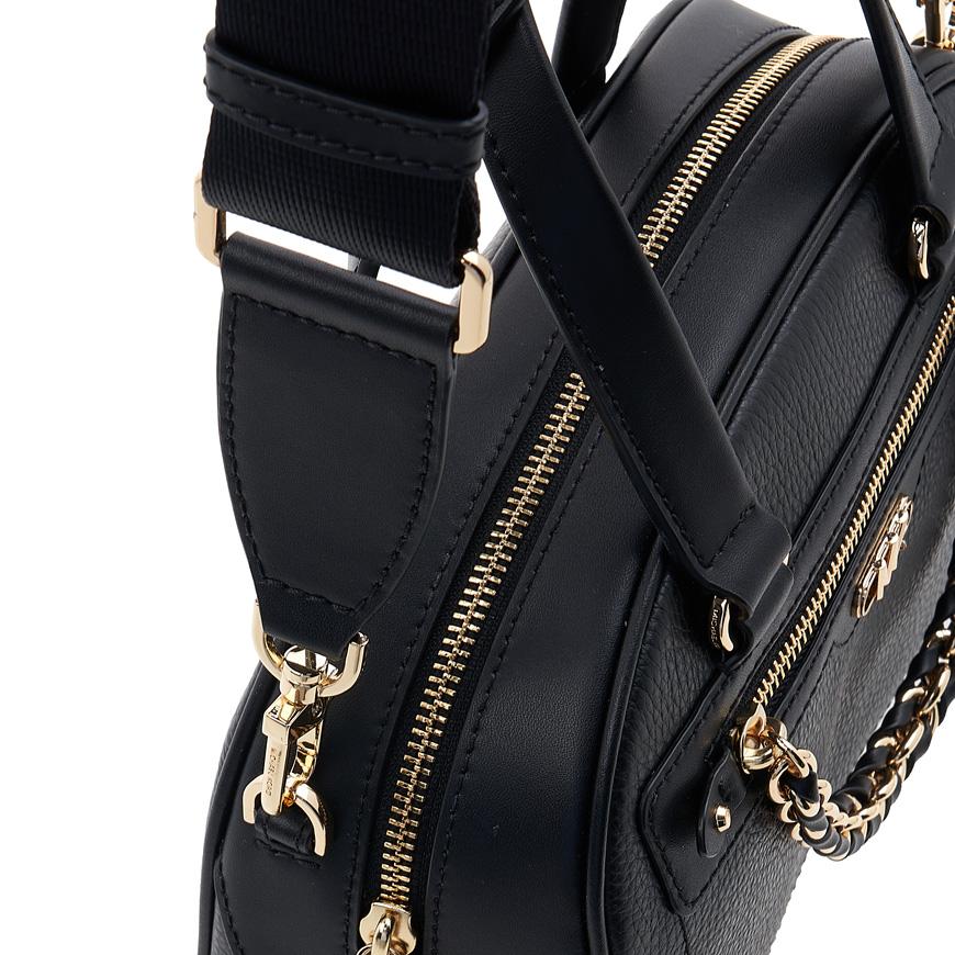 Michael Kors Women’s Logo Chain Tote Bag Black Leather Tote