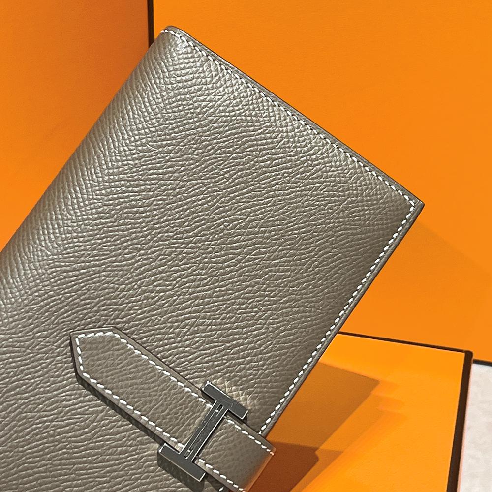 HERMES Béarn Long Wallet Epsom Etoupe Palladium Hardware