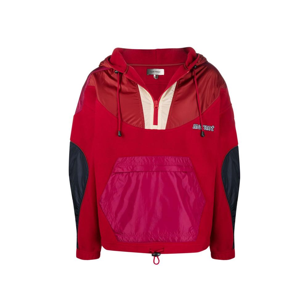 Isabel Marant Colorblock Fleece Anorak Jacket Red Men's Hoodie Top