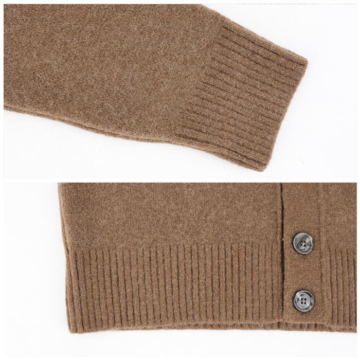 AMI Brown Alpaca Knit Cardigan
