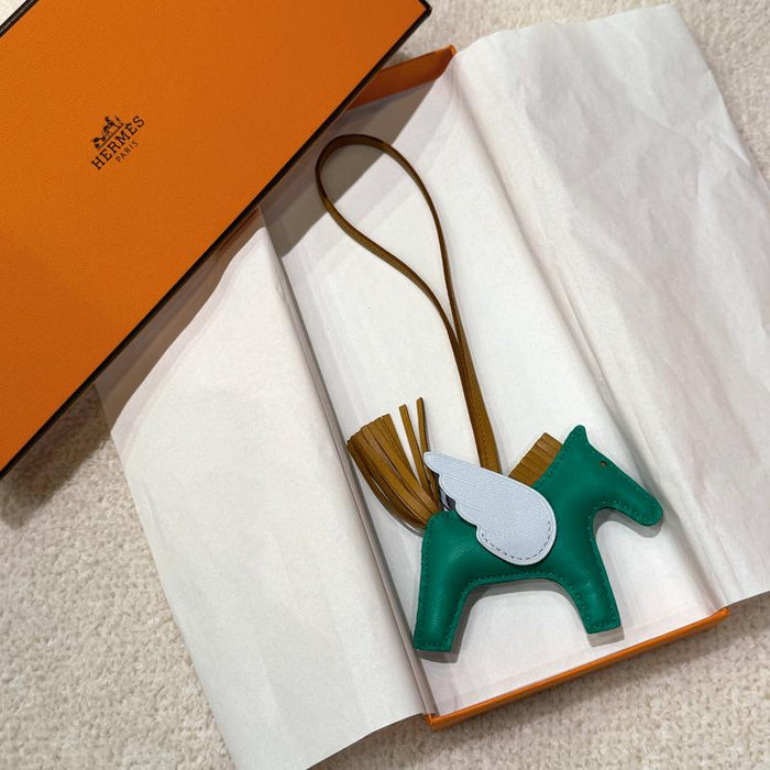 HERMES Rodeo Pegasus PM Charm Calfskin Lambskin Key Ring Unisex