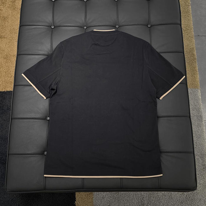 Brunello Cucinelli Men’s Black Embroidered Logo Cotton T-Shirt