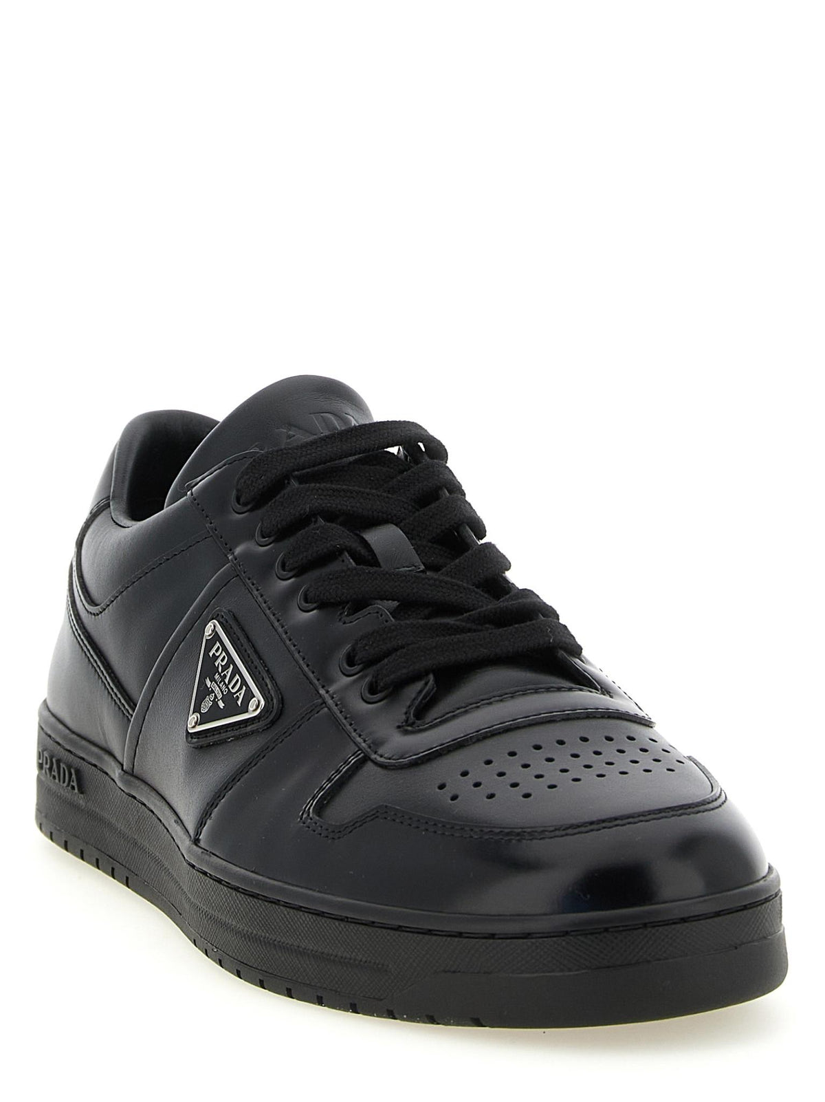 PRADA Black Leather Low-Top Sneakers