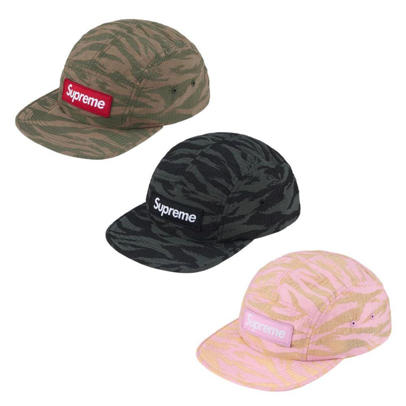 Supreme Nylon Tiger Camo Ripstop Camp Cap Black Olive Pink