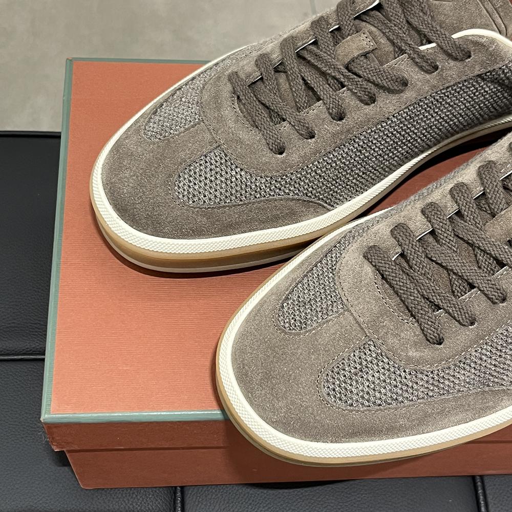 Loro Piana Grey Brown Tennis Walk Low-Top Sneakers Men