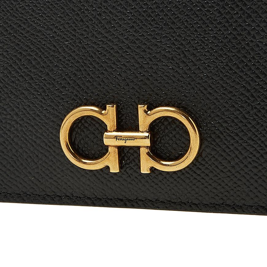 Ferragamo Gancini Leather Continental Wallet Black Women’s