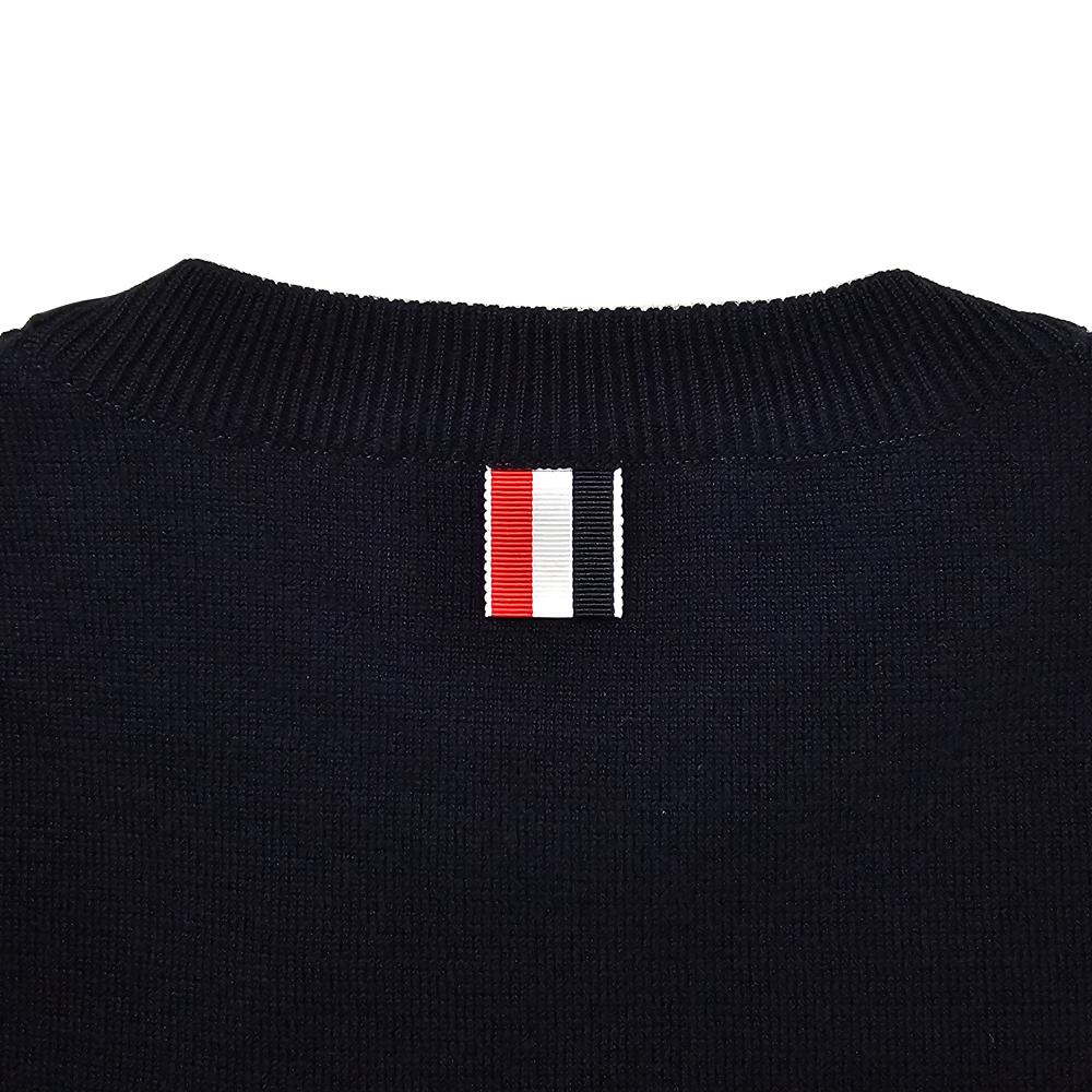 THOM BROWNE Women’s Classic Milano Stitch Wool Crewneck Sweater Navy