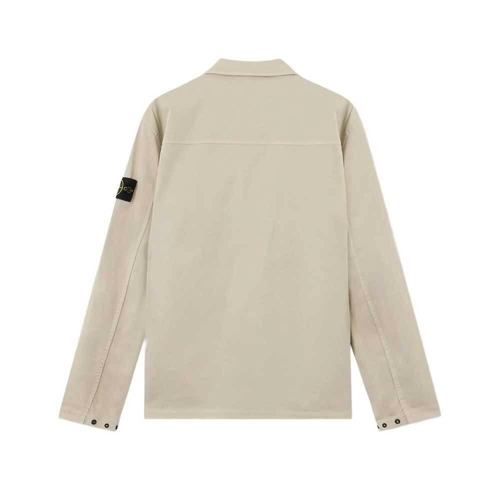 STONE ISLAND Stretch Organic Cotton Satin Zip Overshirt Jack 1200010 S0012 V0095