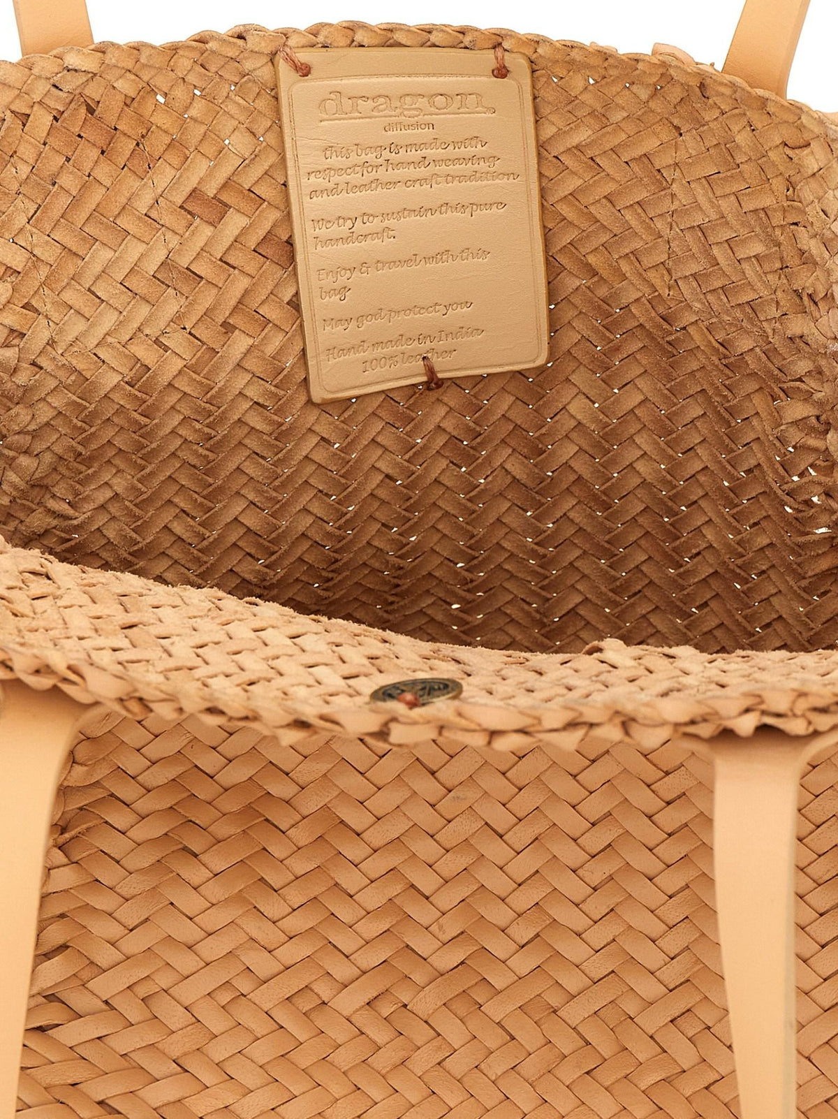Dragon Diffusion Natural Leather Woven Tote Bag