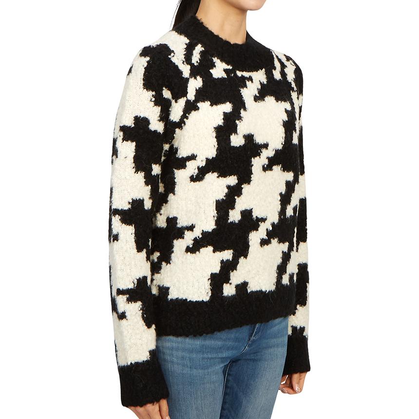 ALLSAINTS Women’s Round Neck Knit Sweater WK022Z BLK CHALK WHITE