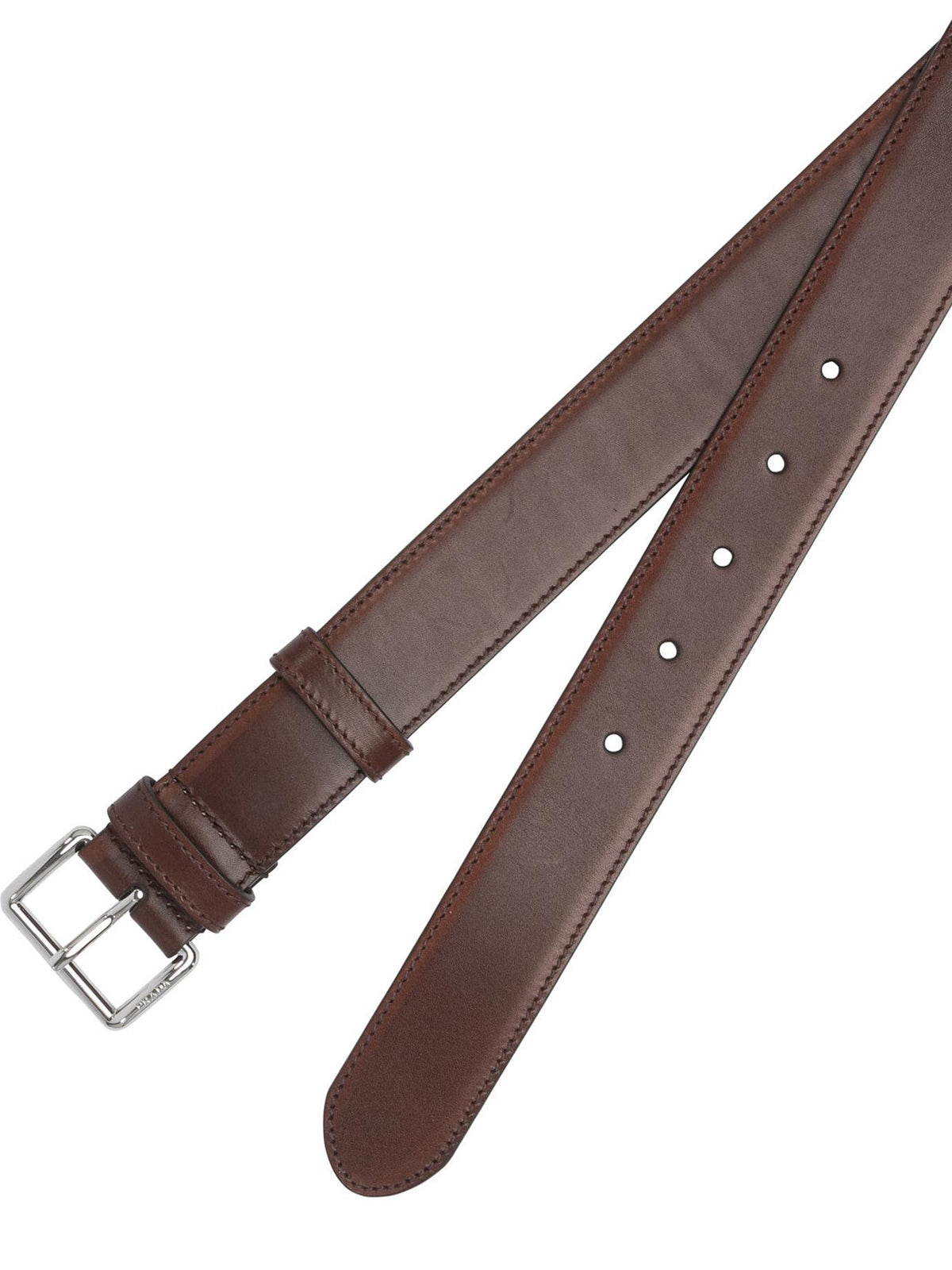 PRADA Brown Saffiano Leather Reversible Belt for Men
