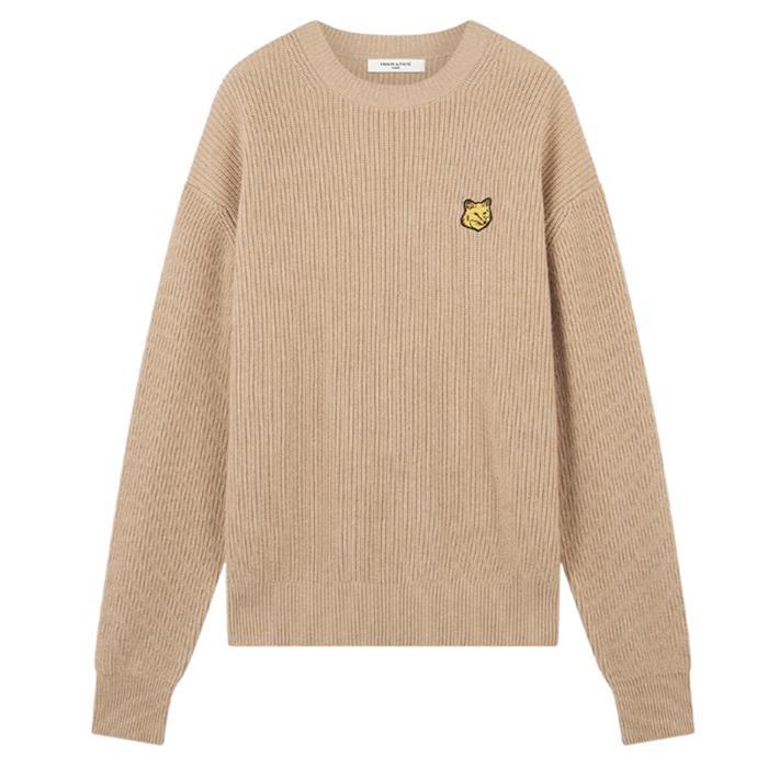 Maison Kitsune Bold Fox Head Patch Comfort Ribbed Knit Sweater