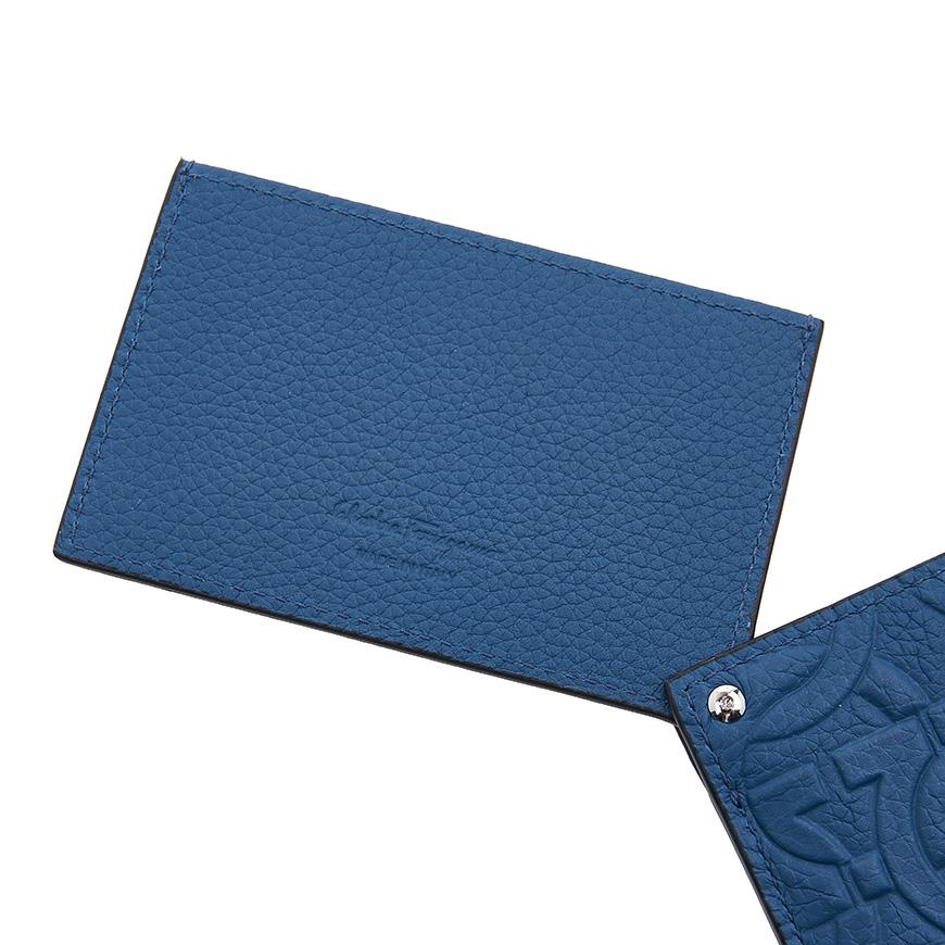 Ferragamo Gancini Leather Card Holder for Men 66 1121 DENIM 0758019