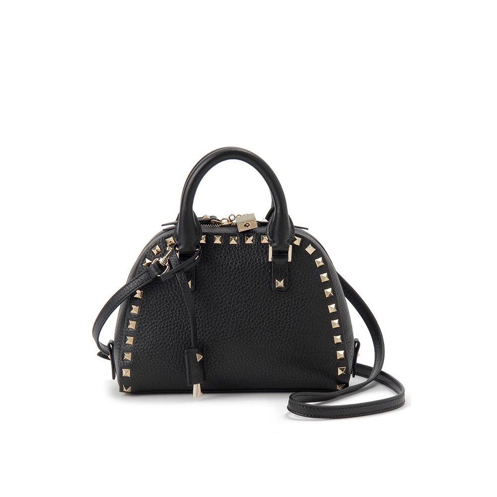 VALENTINO Rockstud Leather Tote Bag Crossbody 6W2B0Q96 VSF 0NO