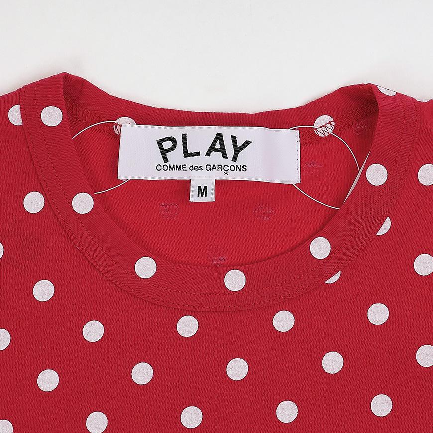Comme des Garcons Unisex Heart Patch Polka Dot T-Shirt AZ T166 051 RED WHITE