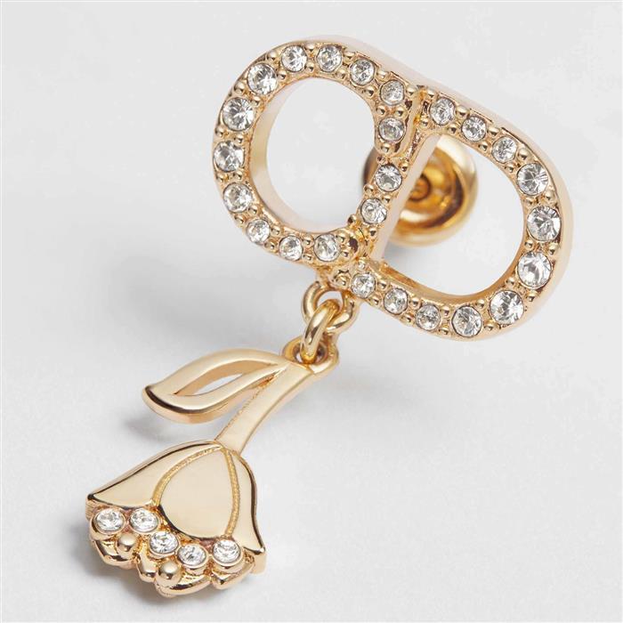 DIOR CD Lily Earrings Gold-Tone Crystal Studs