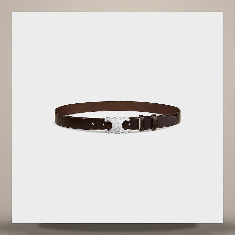 CELINE Dark Brown Vintage Calfskin Triomphe 30mm Belt