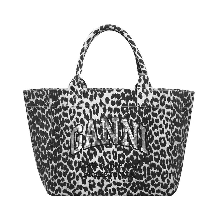 GANNI Leopard Print Medium Women’s Tote Bag B2110040 018