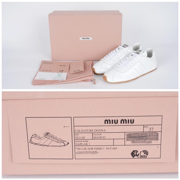 Miu Miu Plume Nappa Leather Low Top Sneakers 5E114E 6OR F0009