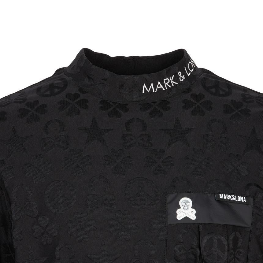 MARK&LONA Black Men's Mock Neck Short Sleeve Golf T-Shirt