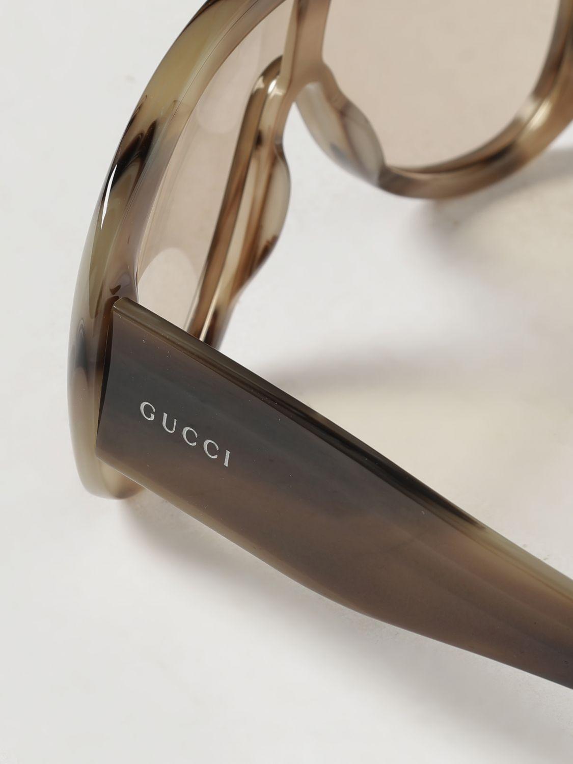 GUCCI Brown Acetate Square Sunglasses