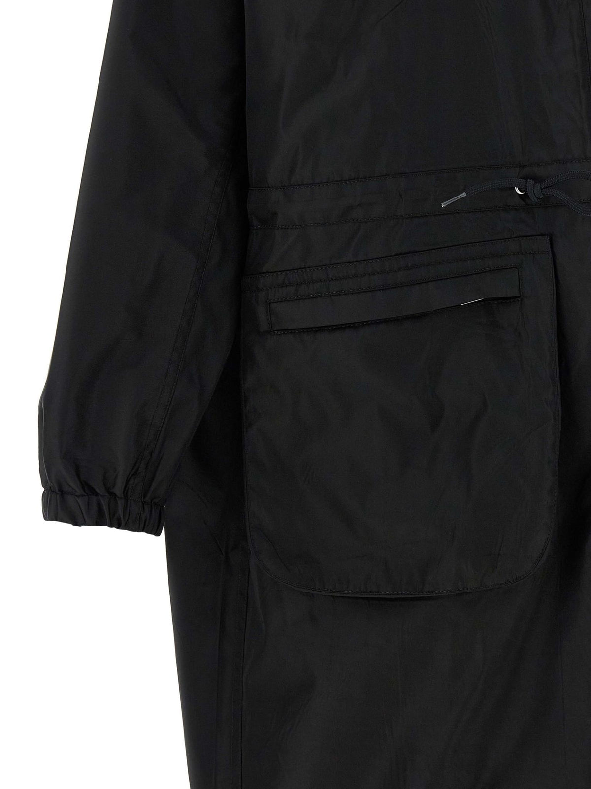 PRADA Black Nylon Hooded Raincoat Trench Coat