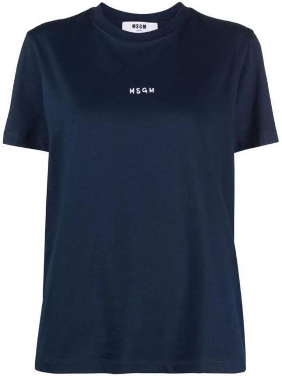 MSGM Navy Short Sleeve Cotton Logo T-Shirt 3641 MDM550 24700289