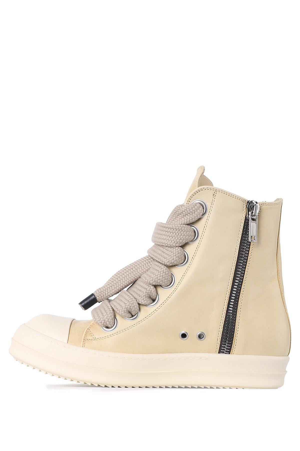 Rick Owens Parchment Lamb Leather Jumbo Lace High-Top Sneak RU01E5892 LBHW2 8111