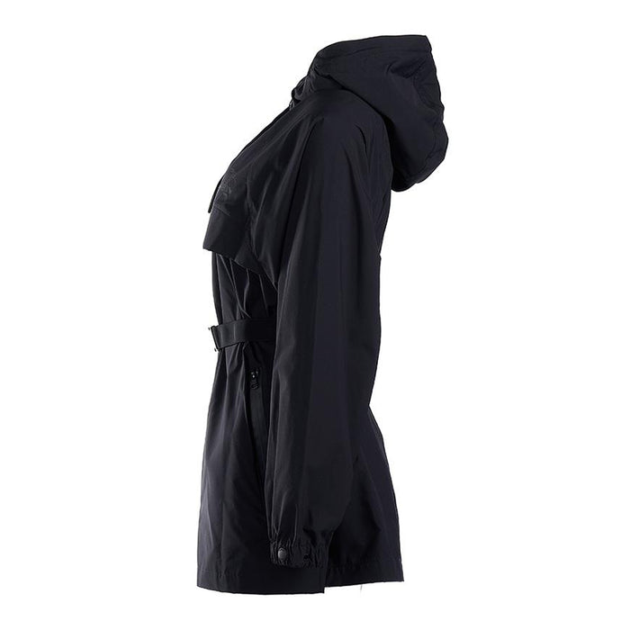 BURBERRY EKD Print Belted Short Parka Jacket Black Women