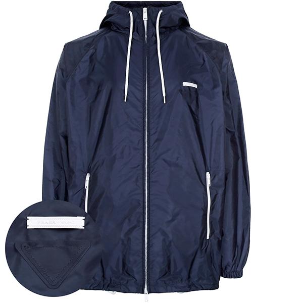 PRADA Blue Re-Nylon Hooded Windbreaker Jacket SGC903 1WQ9 F0ABB