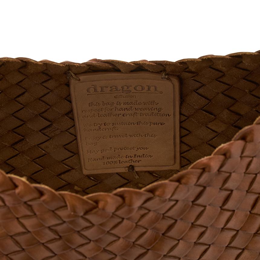 Dragon Diffusion Rosanna Woven Leather Tote Bag for Women 8943 TAN