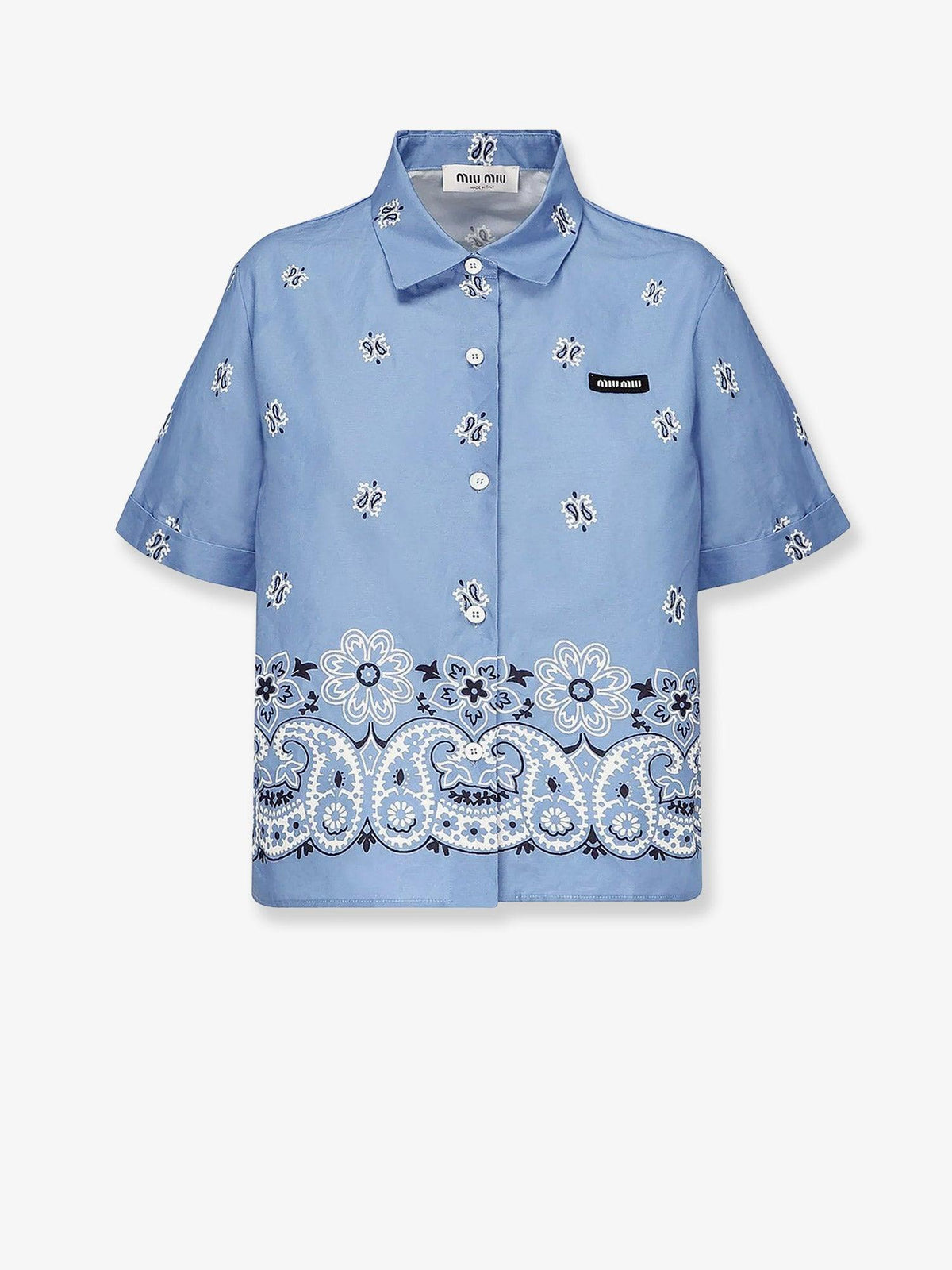 Miu Miu Cotton Short Sleeve Shirt White Women