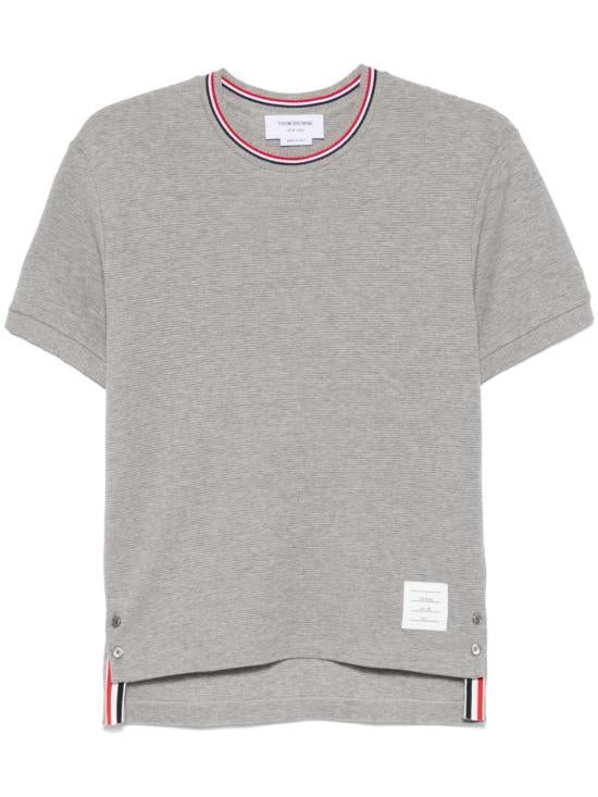 THOM BROWNE Light Grey Cotton Short-Sleeve T-Shirt