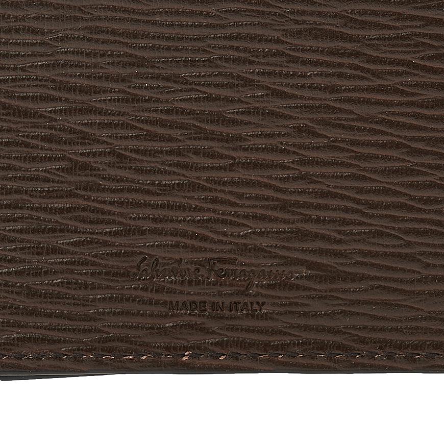 Ferragamo Men's Double Gancini Leather Card Holder 66 A061 BROWN 0753610 1